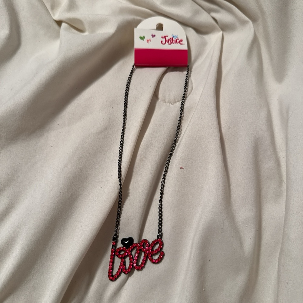 Justice Red and Black Love Necklace